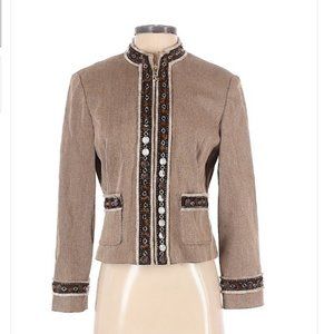 St. John Tigers Eye Gem Zipper Blazer Jacket Sz 4